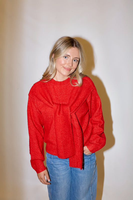Rory Sweater Top- Red