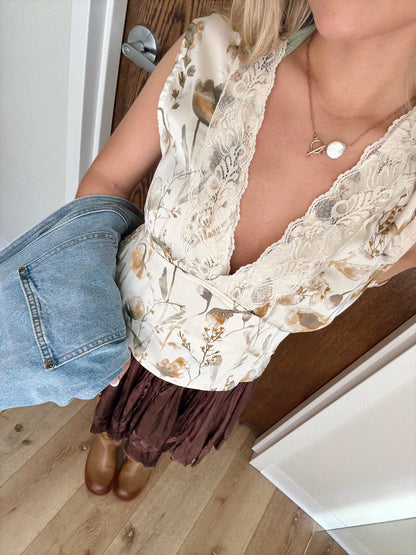 Ophelia Sleeveless Top- Cream Multi
