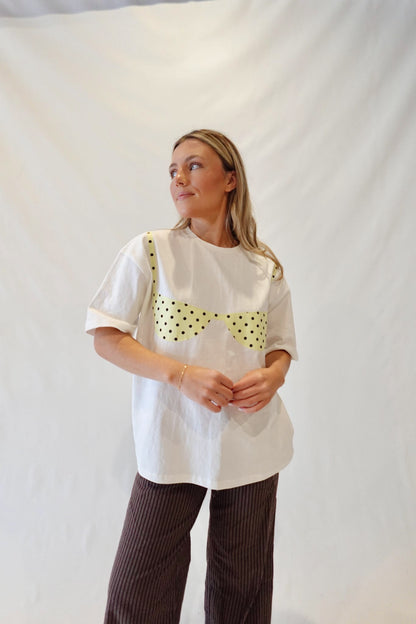 High Tide Bikini Patch Top- Yellow Polka Dot
