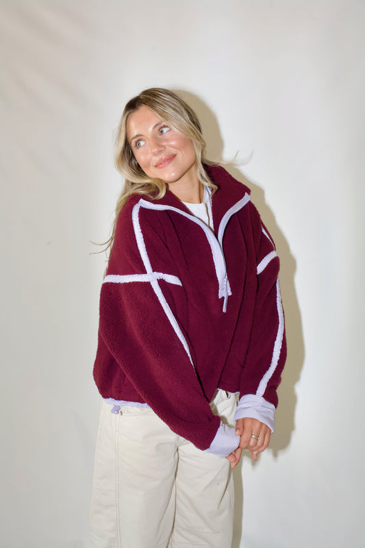 Mountain High 1/2 Zip- Black Cherry Combo