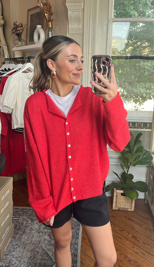 Piper Cardigan- Red