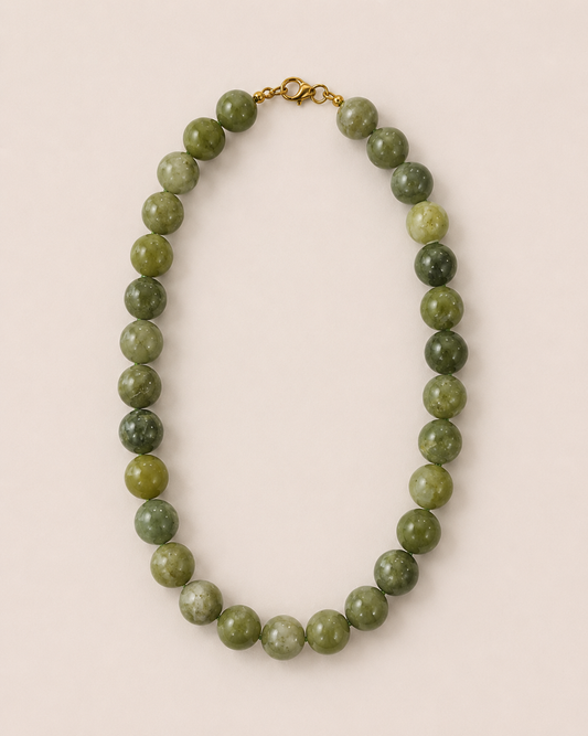 Wish List Beaded Necklace- Olive