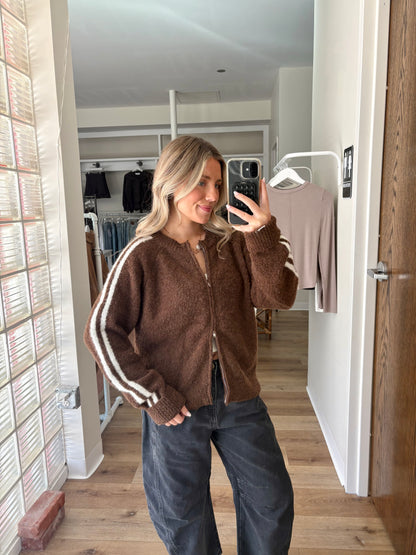*Restock* Reba Zip-up Sweater- Brown