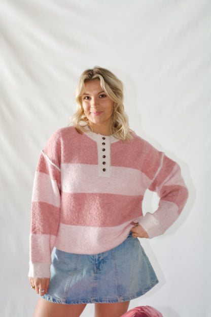 Hayden Henley Sweater Top- Pink Multi
