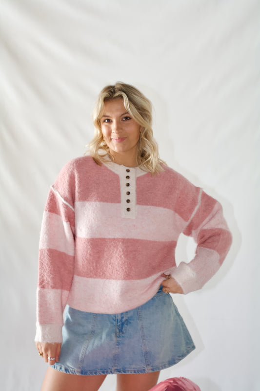 Hayden Henley Sweater Top- Pink Multi
