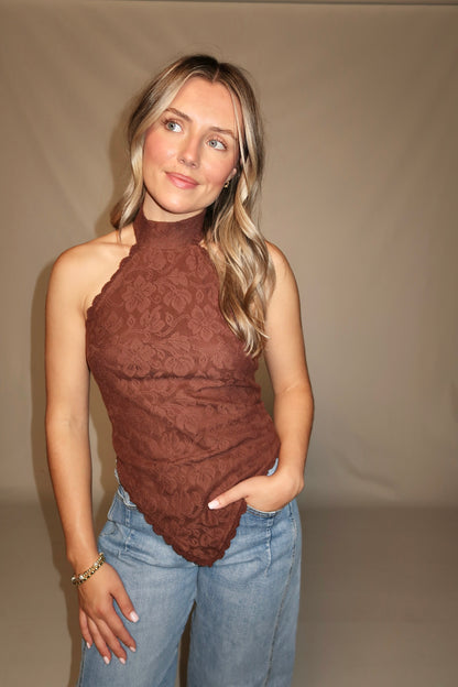 Vanity Halter Top-Cocoa