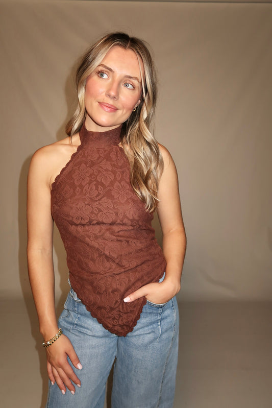 Vanity Halter Top-Cocoa