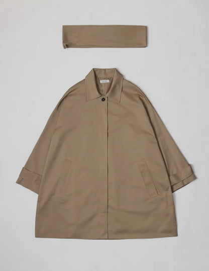 Versailles Attachable-Scarf Coat- Khaki