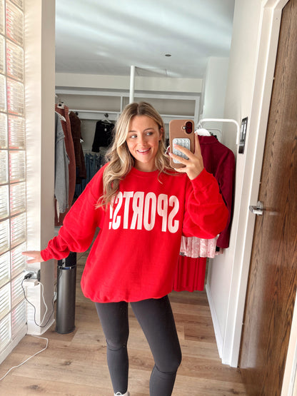 Sports! Crewneck- Red