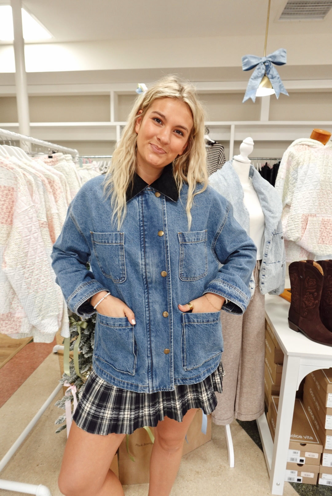 Collier Denim Utility Jacket-Medium Wash