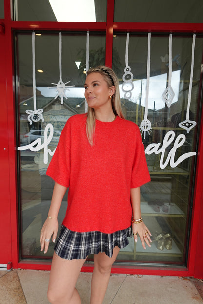 Margot Sweater Tee- Red