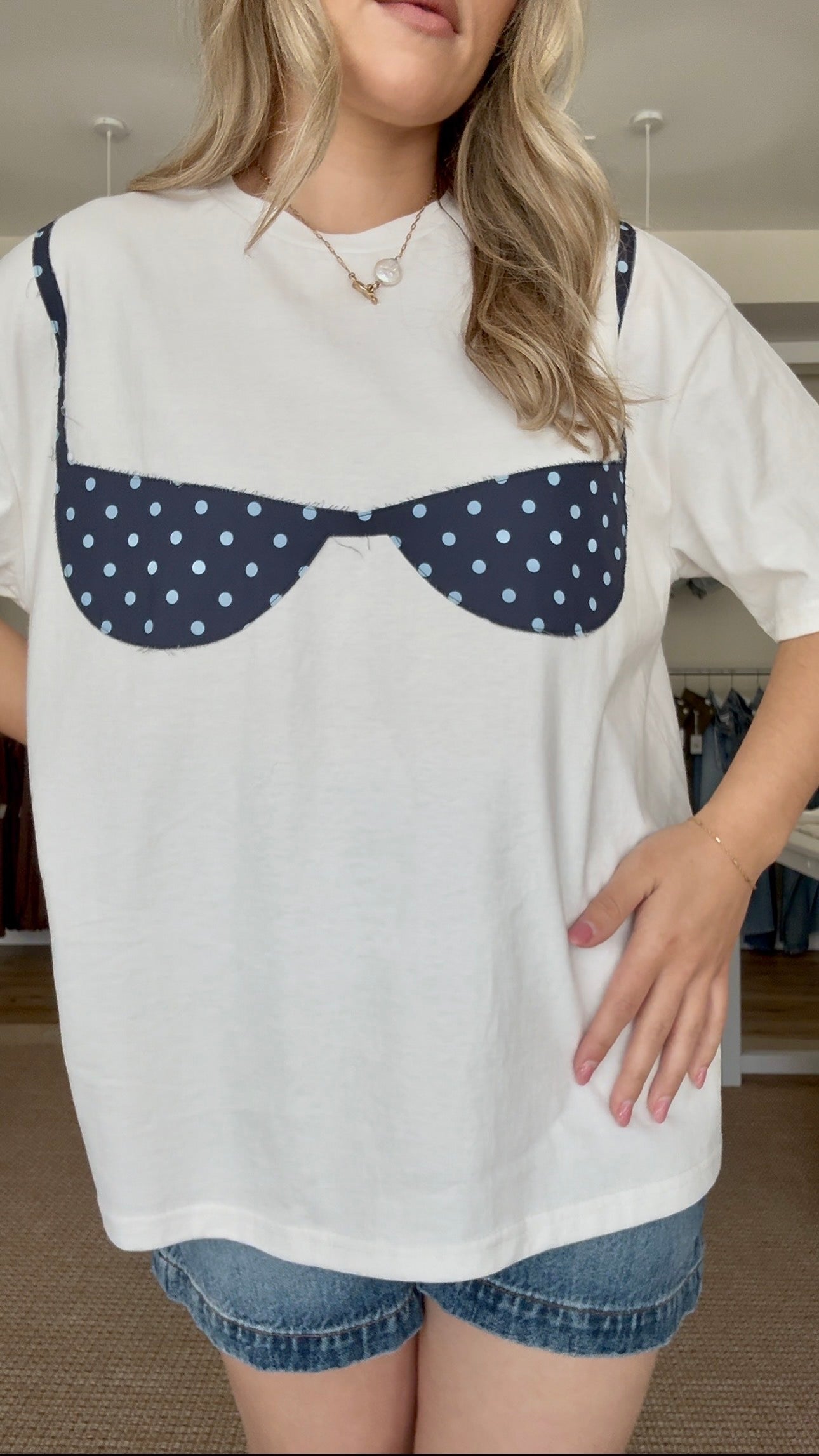High Tide Bikini Patch Tee- Midnight Polka Dot