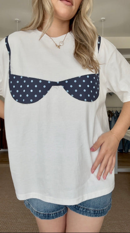 High Tide Bikini Patch Tee- Midnight Polka Dot