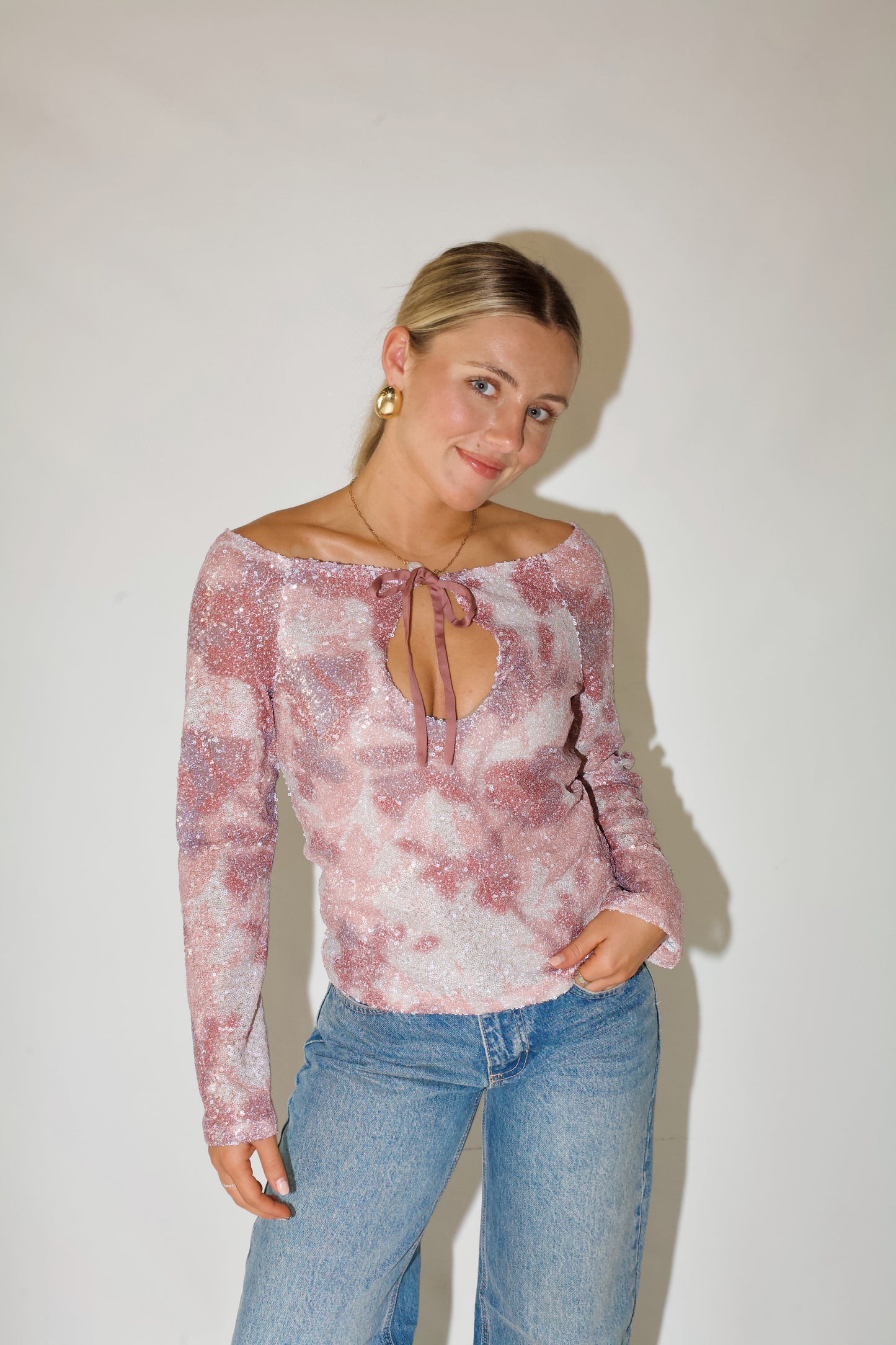 She's a Diva Sequin Top-Pink Multi