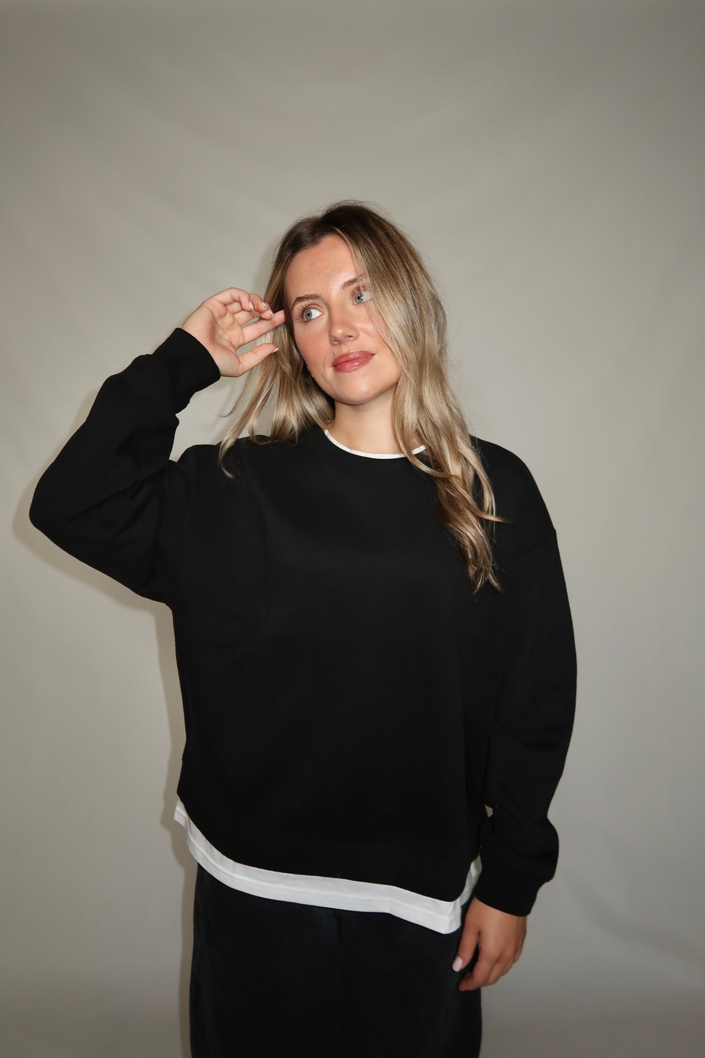 Colby Layered Crew Neck- Black