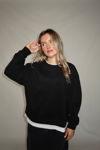 Colby Layered Crew Neck- Black