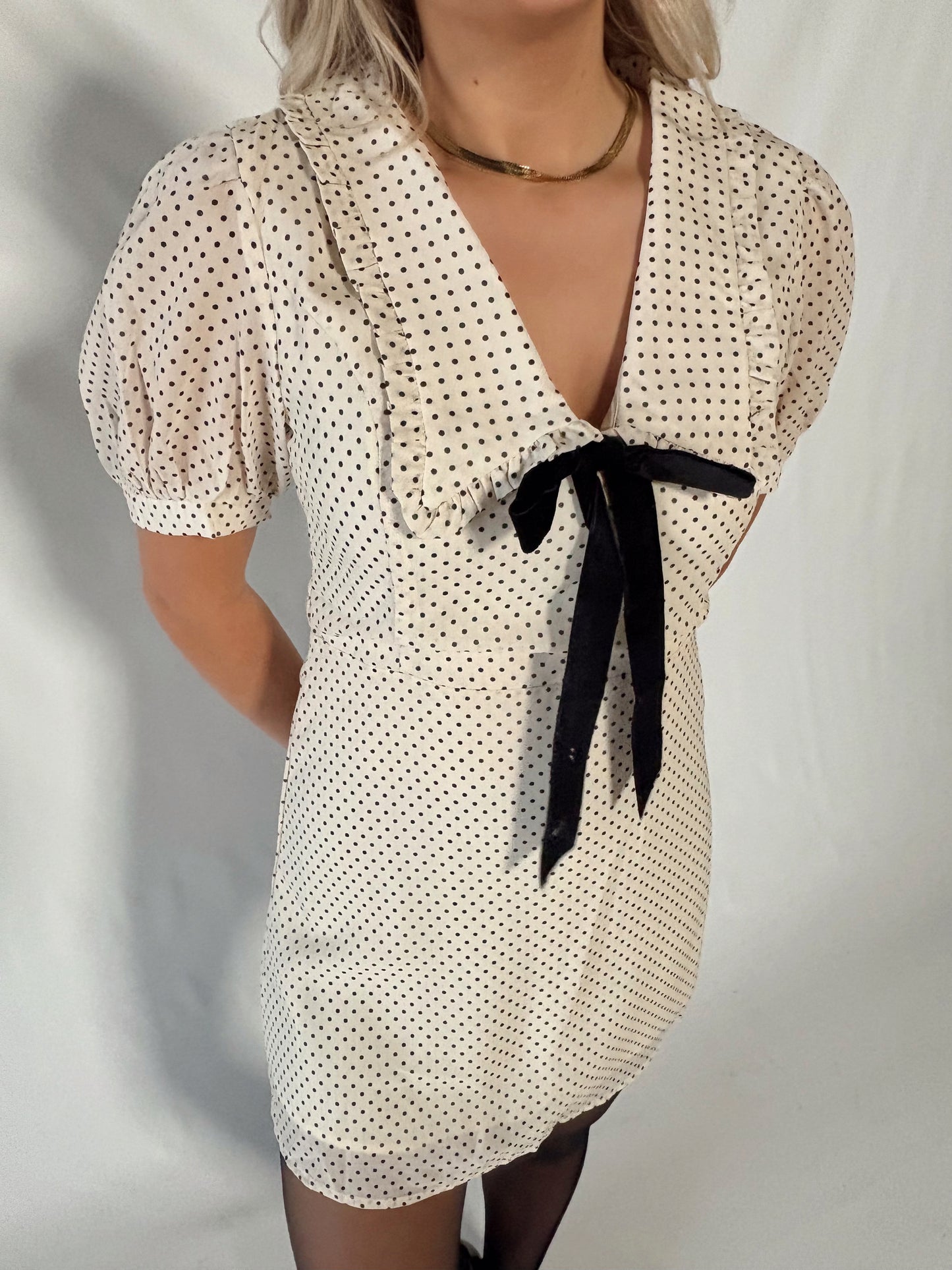 Pass The Pinot Chiffon Mini Dress- Cream