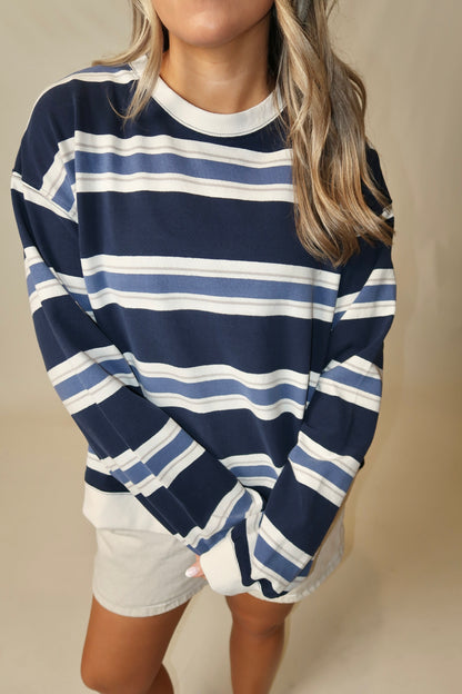 *Restock* Penny Crew Neck Top- Navy Multi
