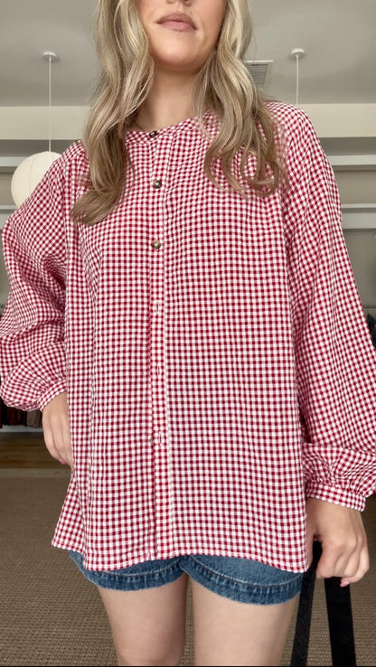 Better Luck Button Up- Red