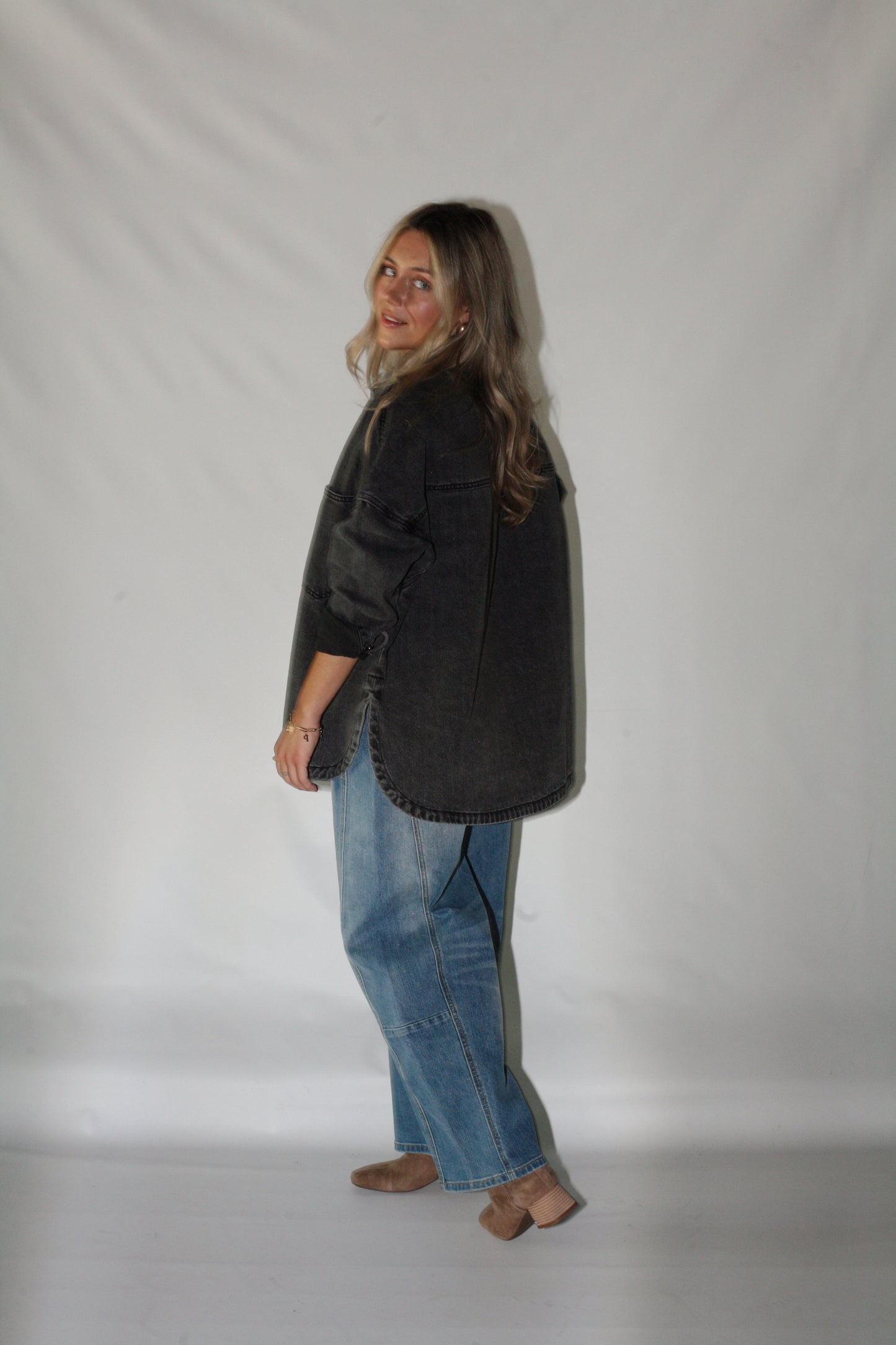 *Restock* Delilah Denim Shacket- Black