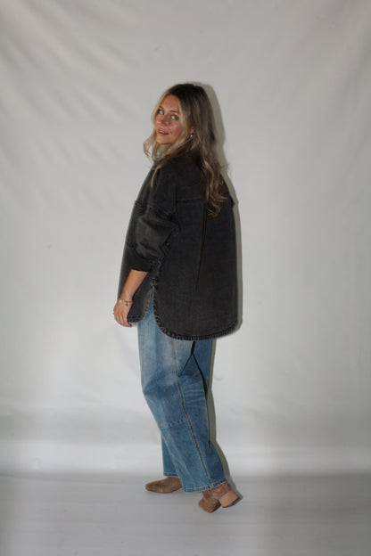 *Restock* Delilah Denim Shacket- Black
