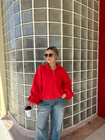 Downtown Girl Pullover-Red
