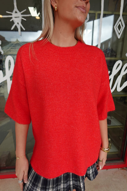 Margot Sweater Tee- Red