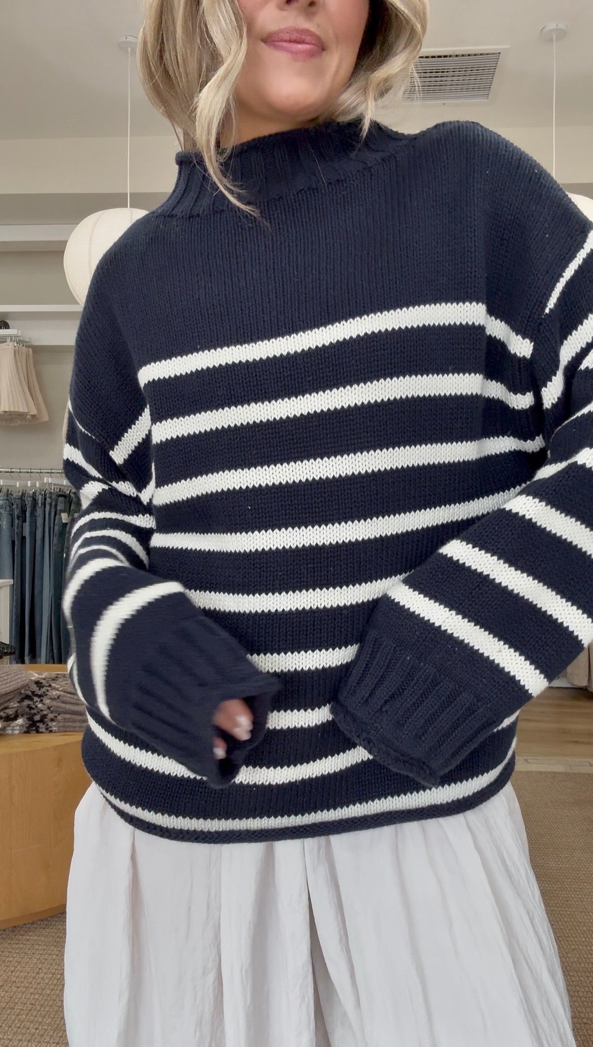 Noel Roll Neck Sweater- Navy