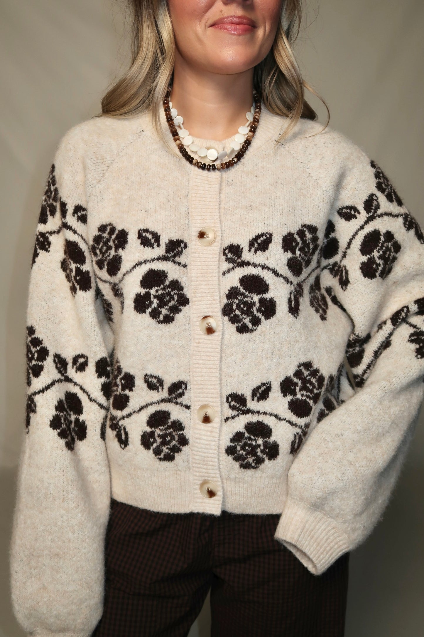 Francis Cardigan-Light Tan/Brown