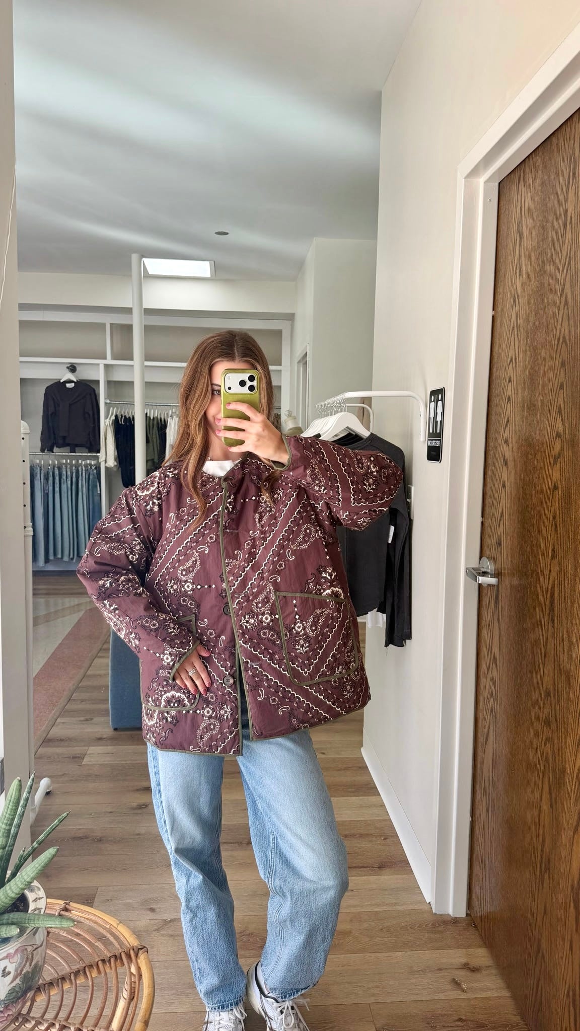 Point Of View Quilted Jacket-Plum/Olive