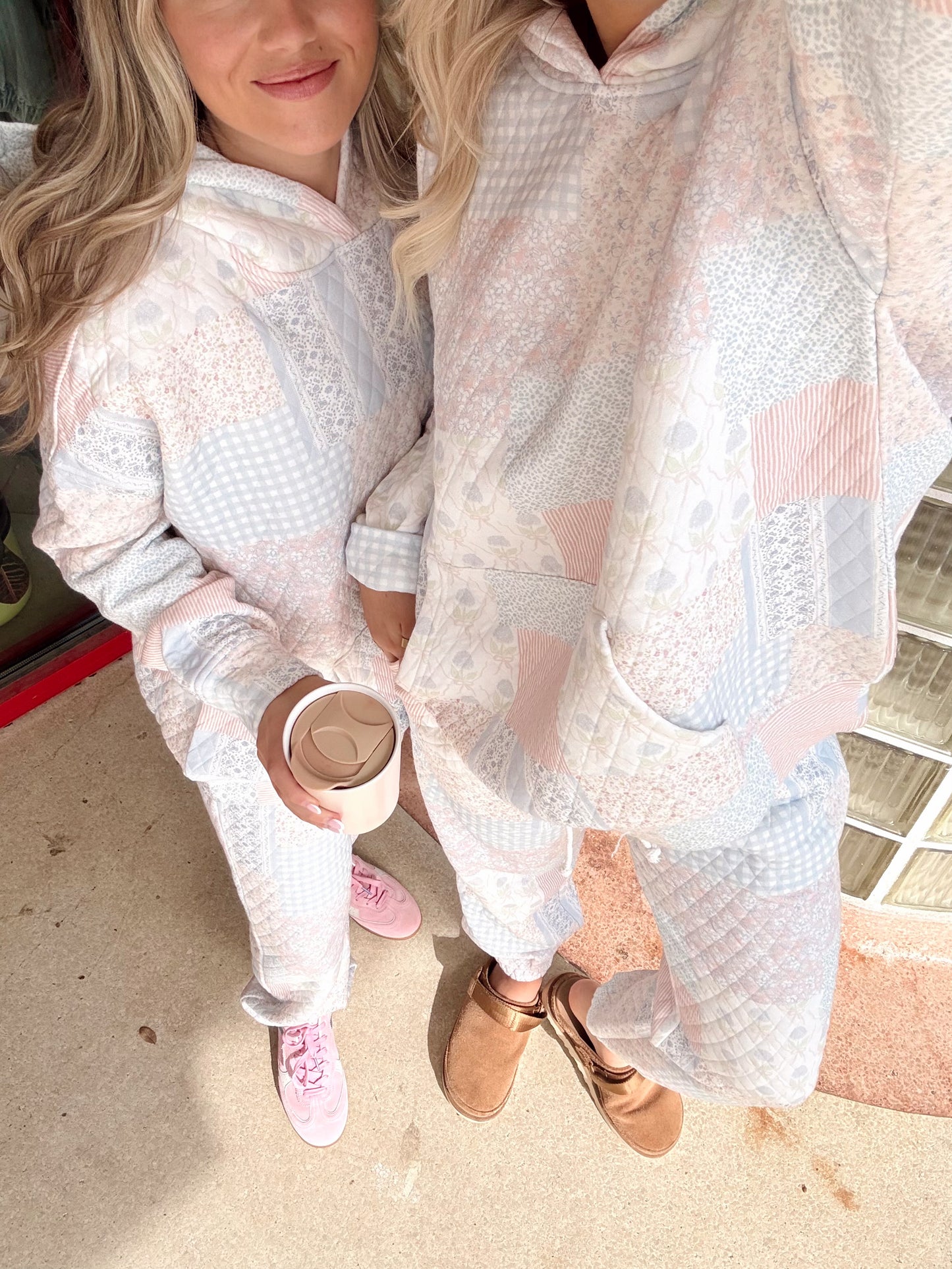 Sabrina Quilted Hoodie- Pastel Blue Multi