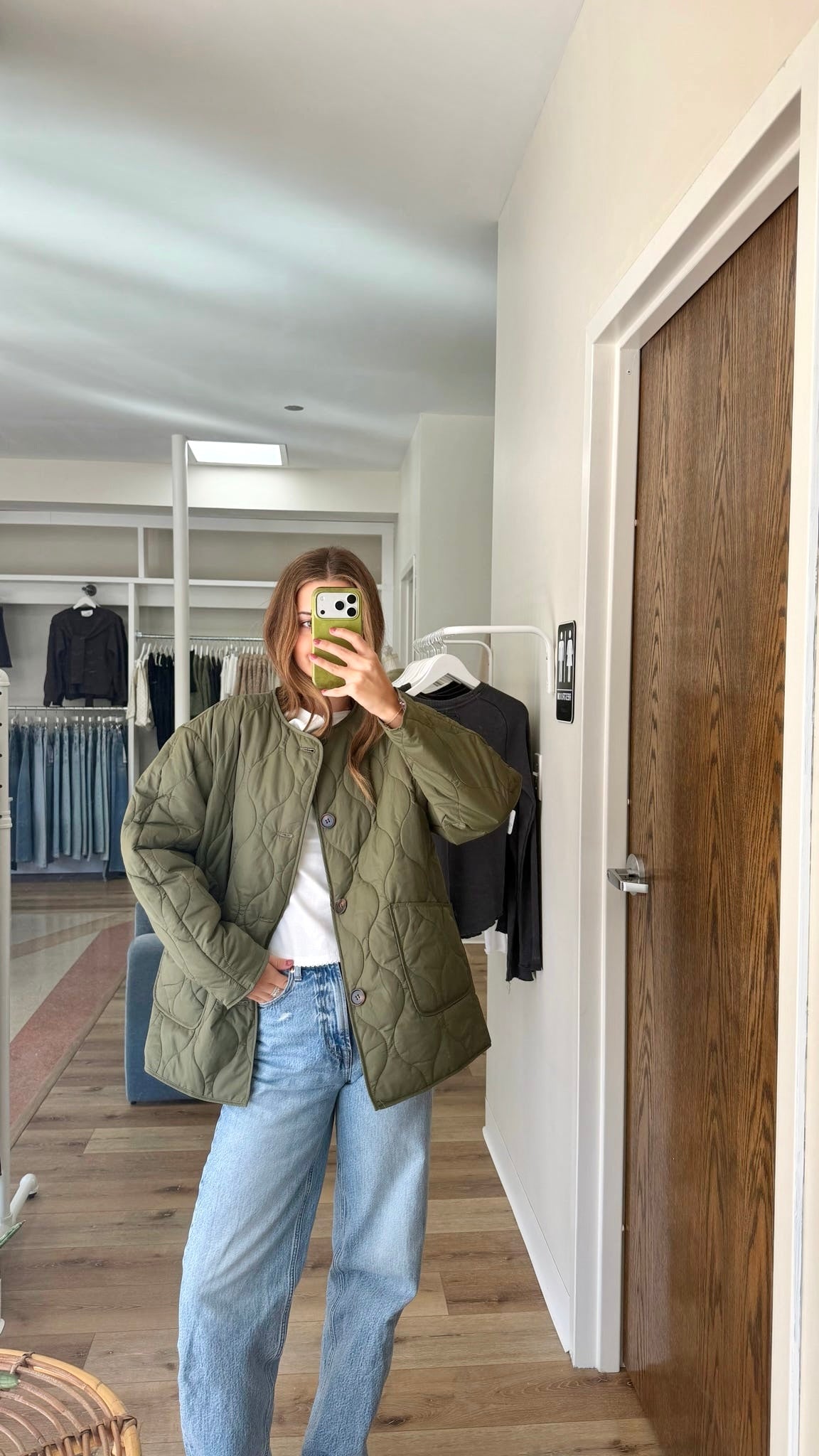 Point Of View Quilted Jacket-Plum/Olive