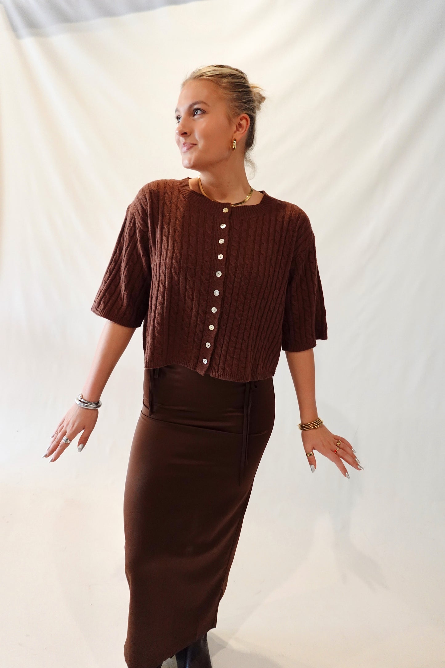 The Poppy Cardigan- Brown