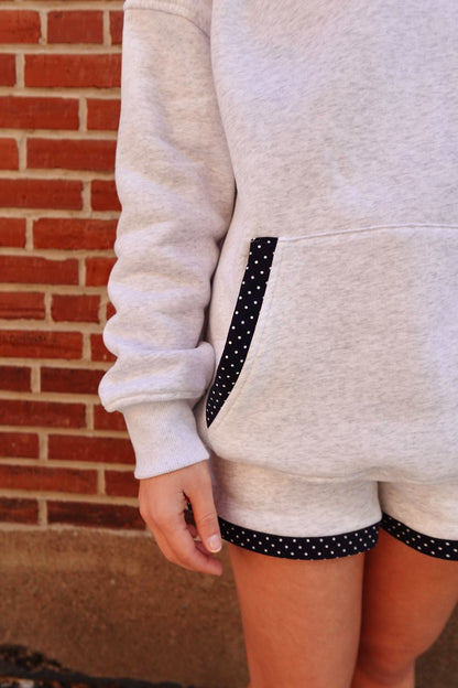 Dockside Polka Dot Shorts- Pearl Grey & Navy