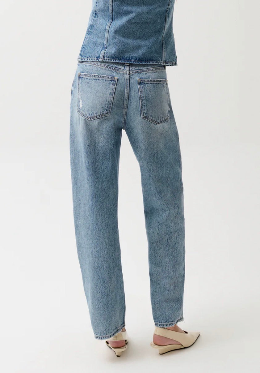 Wes High Rise Barrel- Blue Cloud