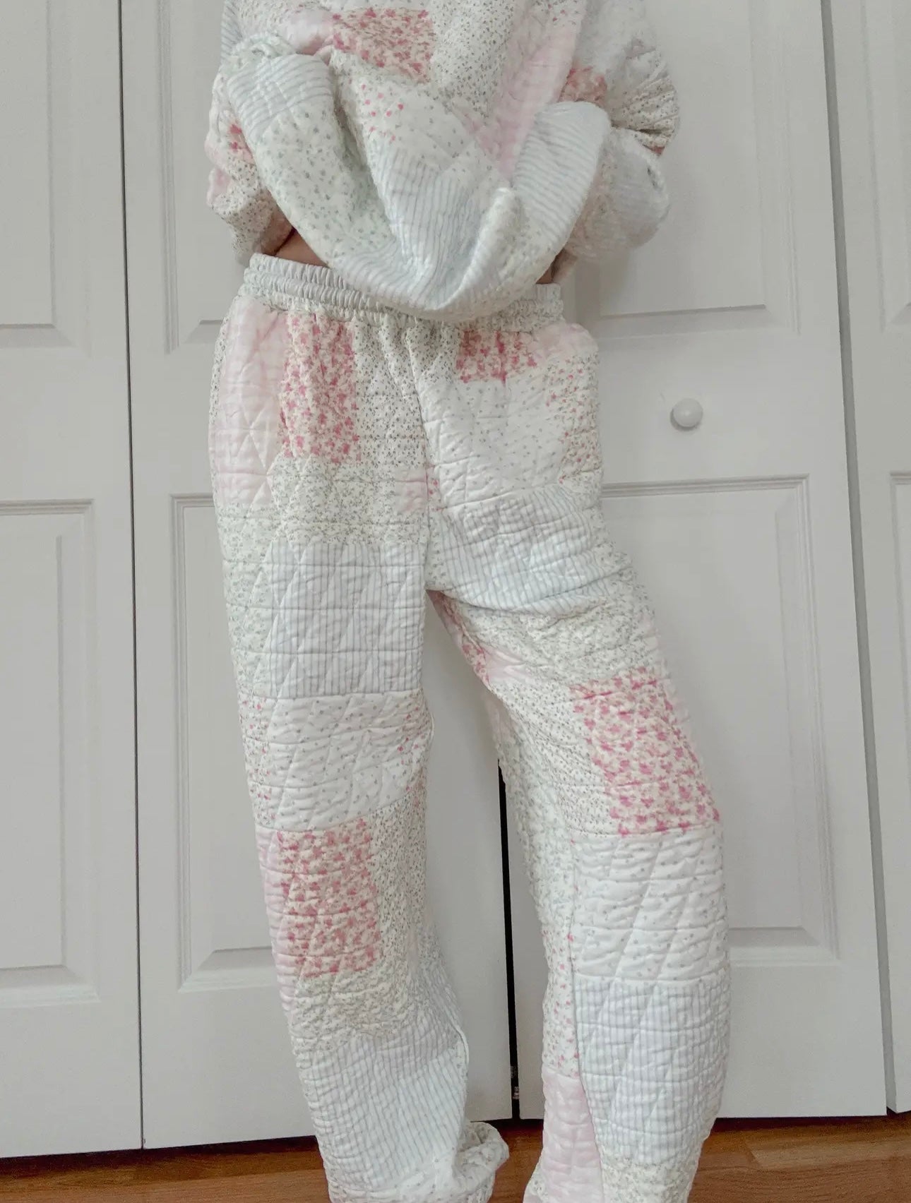 Sabrina Quilted Joggers- Pastel Pink Multi