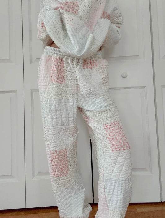 Sabrina Quilted Joggers- Pastel Pink Multi