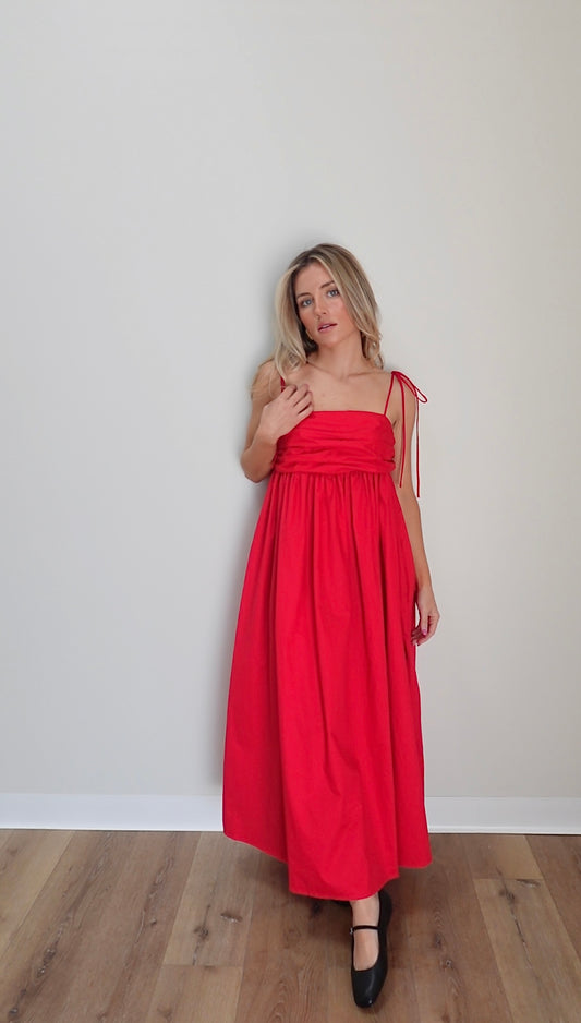 Sicily Midi Dress- Red