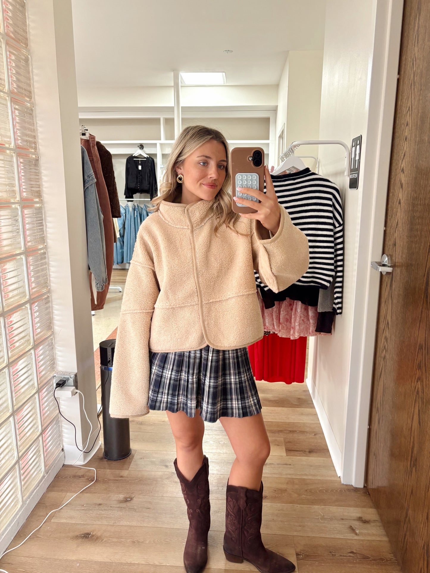 By The Fireside Sherpa Jacket-Latte