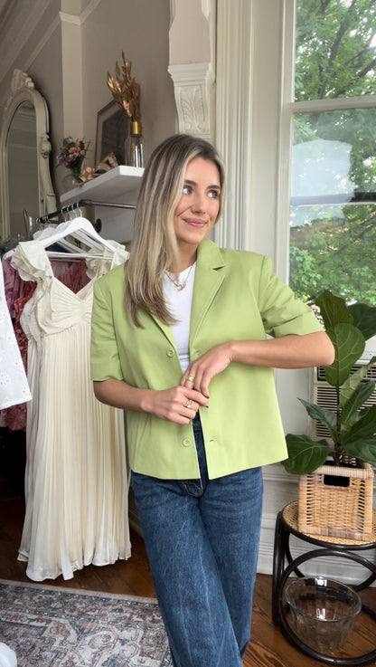 Tribeca Short Sleeve Blazer-Light Green