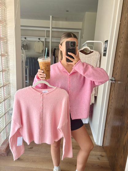 Piper Cardigan- Bubblegum Pink