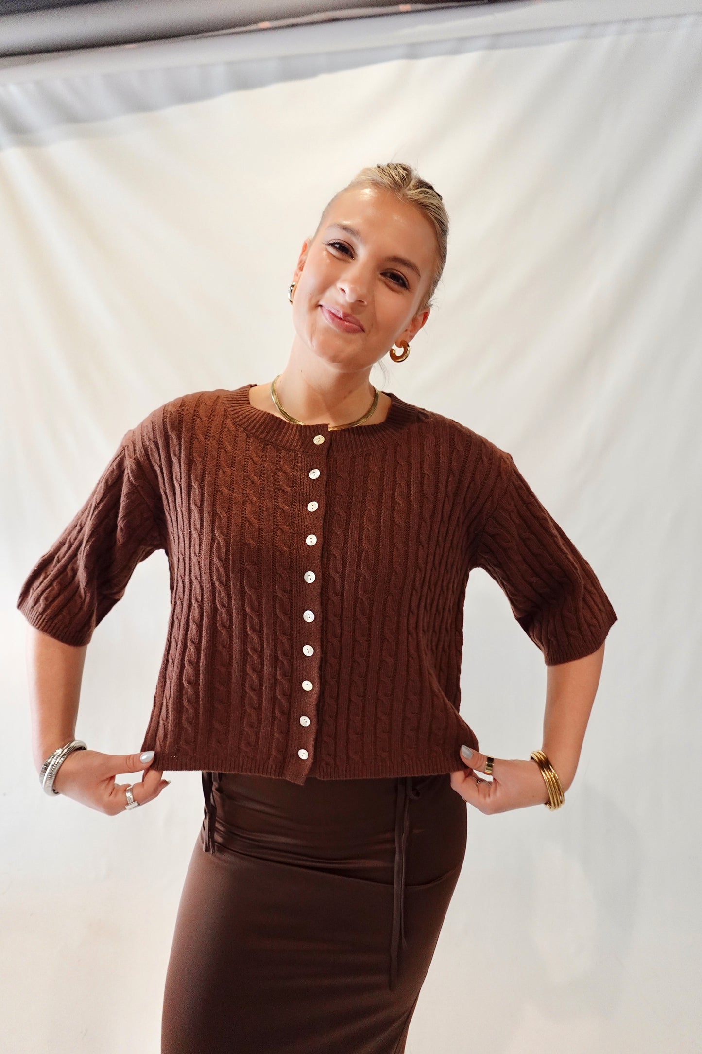 The Poppy Cardigan- Brown