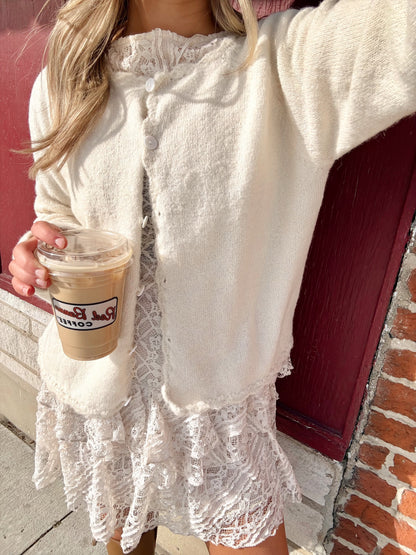 Tabby Lace Mini Dress- Tea