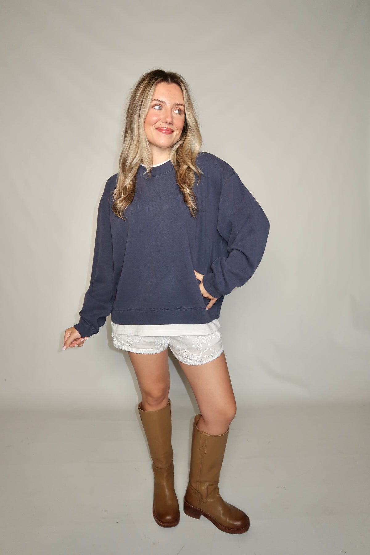 *Restock* Colby Layered Crew Neck- Navy