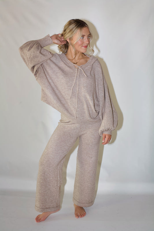 Riley Sweater Pants- Heather Mocha