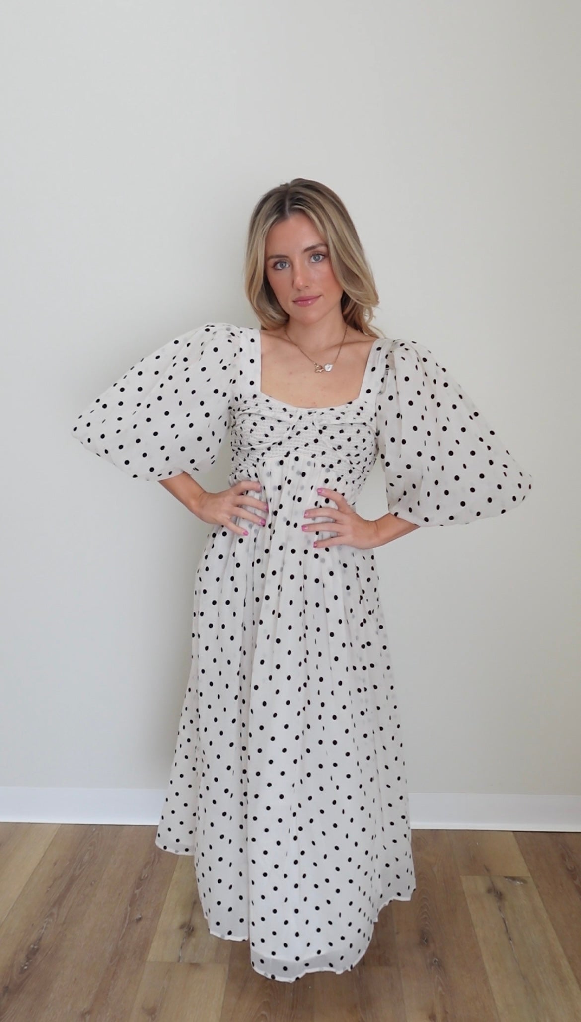 Dots-A-Lot Midi Dress- Black/White