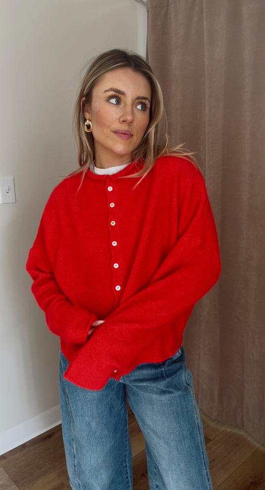 Piper Cardigan- Red