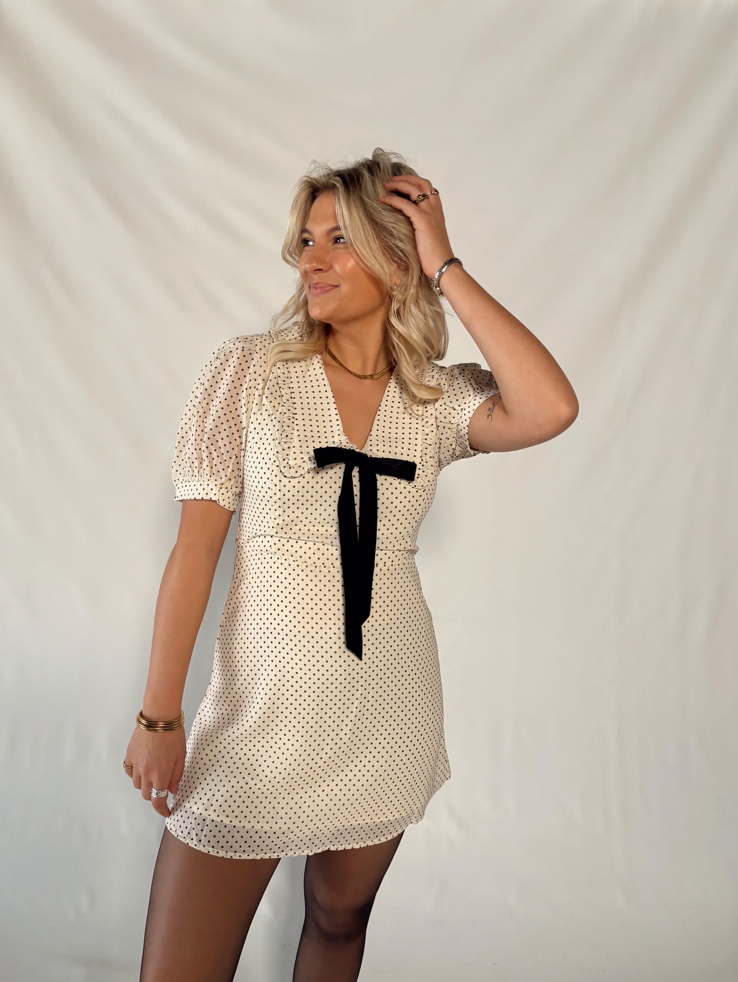 Pass The Pinot Chiffon Mini Dress- Cream