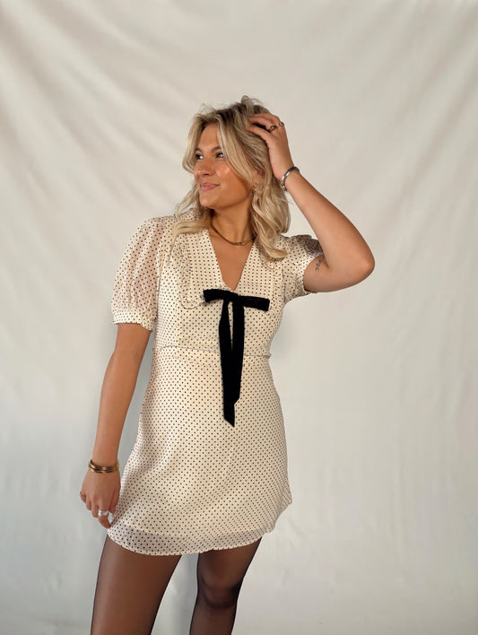 Pass The Pinot Chiffon Mini Dress- Cream