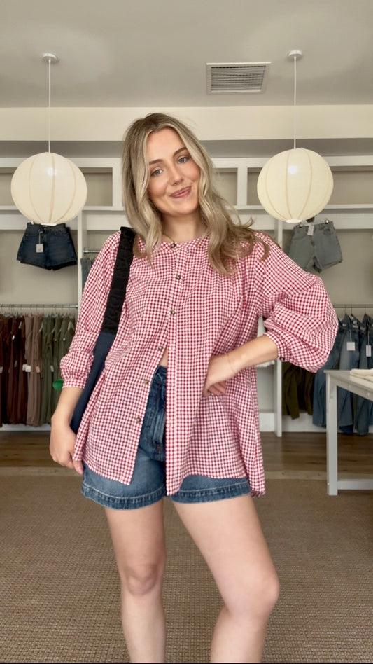 Better Luck Button Up- Red